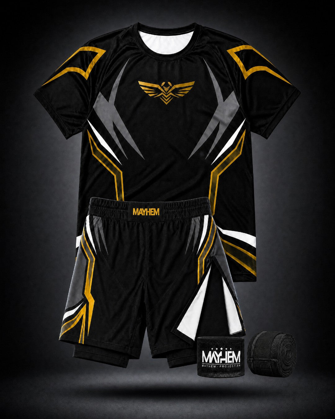 Pack Vêtements MMA : Rashguard + Fight short Lightning + Bandes offertes