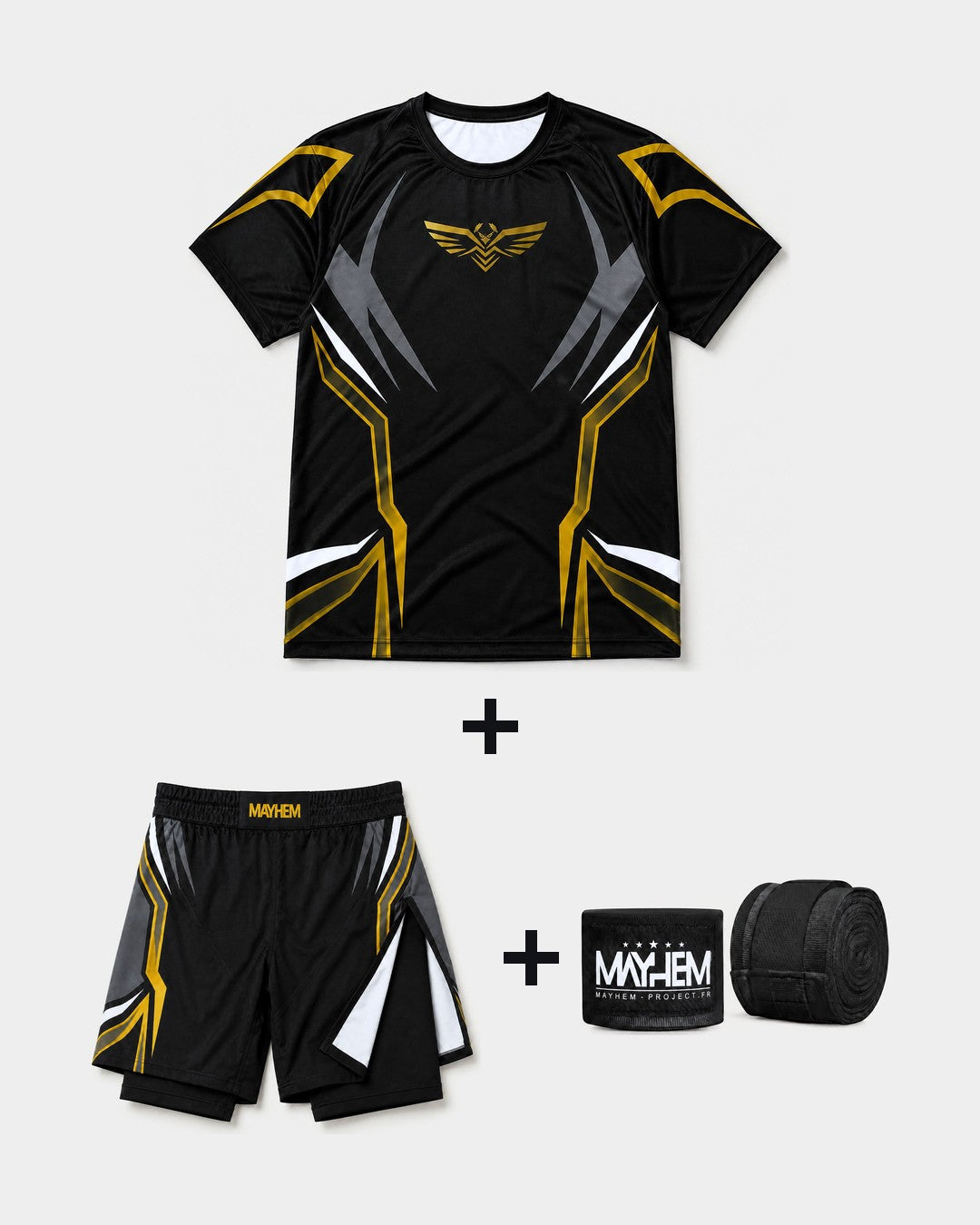 Pack Vêtements MMA : Rashguard + Fight short Lightning + Bandes offertes